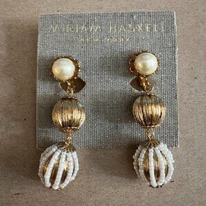 NWT Miriam Haskell Holiday Social triple ball pendant earrings